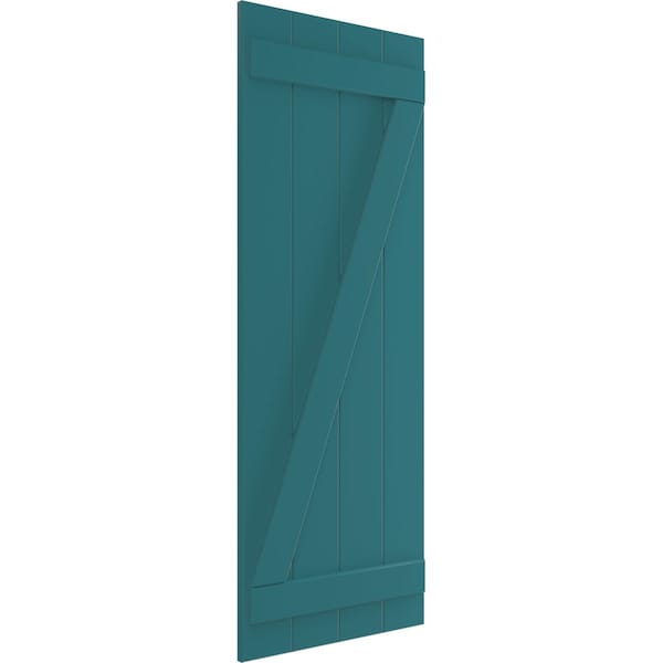 True Fit PVC, Four Board Joined Board-n-Batten Shutters W/Z-Bar, Antigua , 21 1/2W X 64H